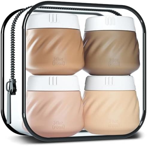 Gemice Travel Containers for Toiletries, TSA Approved 3 oz Leak-proof Silicone Travel Jars for Cream, BPA-Free Travel Size Container with Lid for Cosmetic Shampoo Cream (4 Pack)