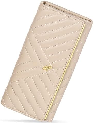 FEITH&FELLY Women's Wallet Large Capacity PU Leather Ladies Long Clutch Trifold Card Holder Travel Purse