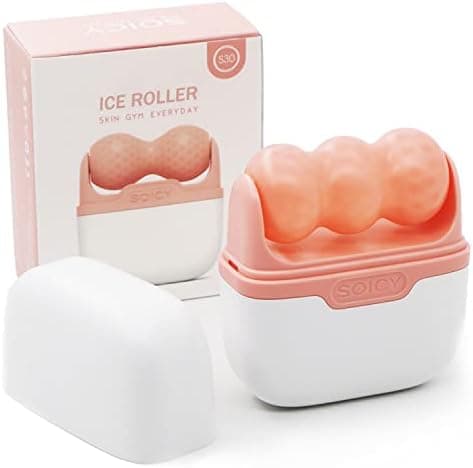 Ice Roller for Face and Eyes - Facial Skin Care Tools with 2 in 1 Face Roller and Travel Case, Self Care Gift for Men Women (Pink)