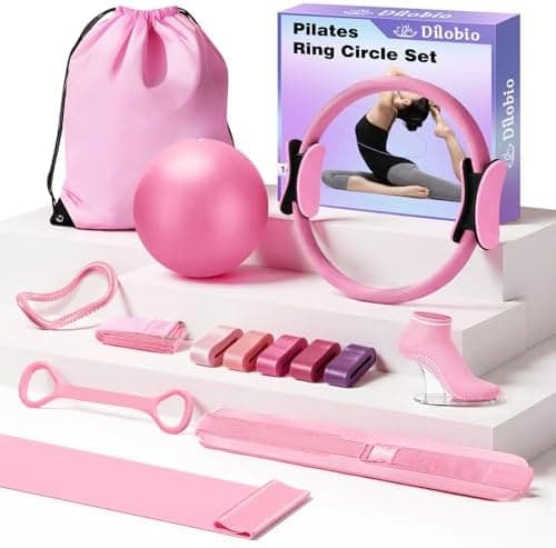 Dilobio Pilates Kit for Home Workouts, Pilates Equipment Ring and Ball Set with Hip Thrust Belt, Pilates Essentials Kit for Women, Home Pilates Workout Starter Kit for Toning & Strength
