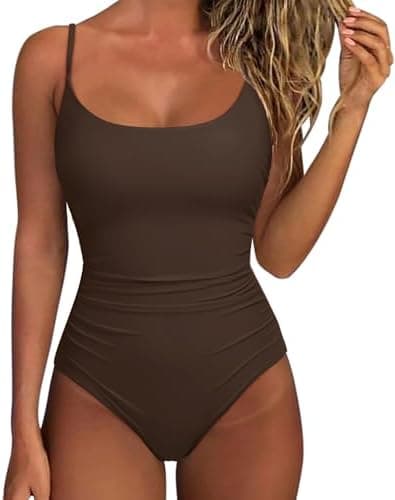 SUUKSESS Women One Piece Tummy Control Swimsuit Crisscross Backless Bathing Suit