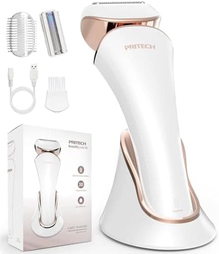 PRITECH Electric Razor for Women - Rechargeable Shaver for Women Portable Lady Shaver for Legs, Arm, Underarms, Bikini, USB Rechargeable, Wet & Dry Waterproof Bikini Trimmer for Woman, Gold