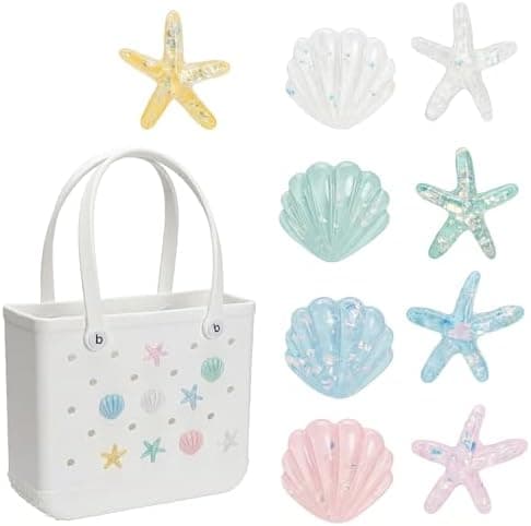 Odiwellan Ocean Charms for Bogg Bag and Simply Southern Tote - Decorative Charm Insert Accessories for Women's Rubber Beach Tote Bag