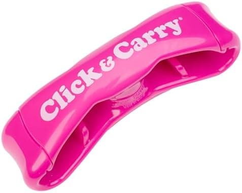 Click & Carry Grocery Bag Carrier Handle - Carry More in Fewer Trips, 100lb Capacity, Hands-Free, Gel-Padded Ergonomic Design, Shopping & Grocery Bag Holder - As Seen On Shark Tank, Fuchsia, 1 Pack