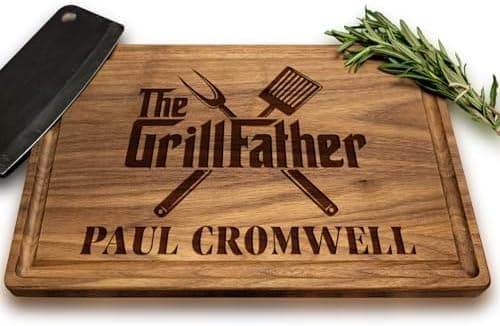 Personalized Grillfather Cutting Board for Dad, Husband, Grandpa or Father-in-Law, Custom Wooden BBQ Grilling Board for Men, Father’s Day Gift for Him