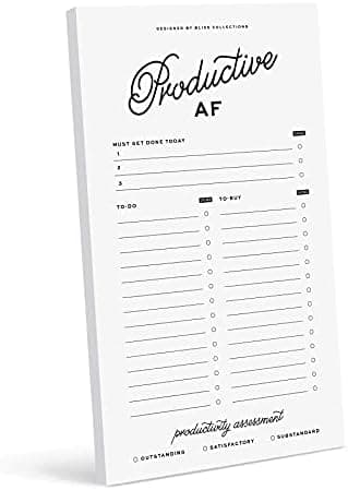 Bliss Collections To Do List Notepad, Productive AF, Magnetic Weekly and Daily Planner for Organizing and Tracking Grocery Lists, Appointments, Reminders, Priorities and Notes, 4.5"x7.5" (50 Sheets)