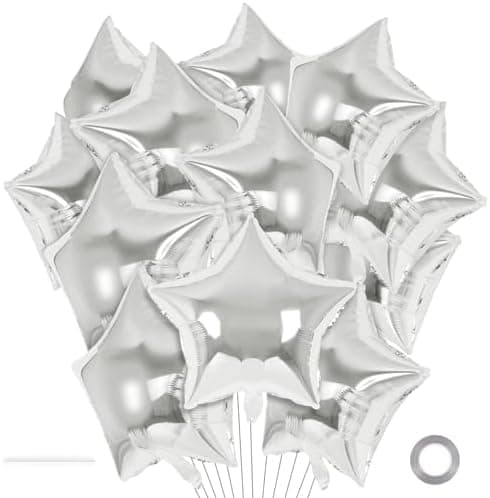 20 Pcs Star Balloons,18 Inch Silver Star Foil Balloons,Stars Shaped Balloon Mylar Helium Balloon for Birthday Party Anniversary Wedding Baby Shower Decorations (Silver)