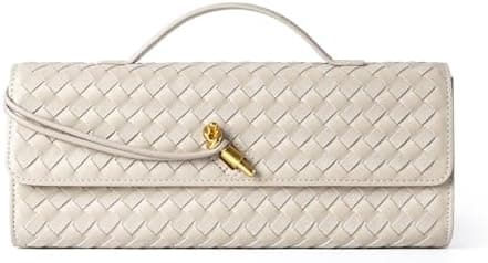 Joryin Woven Purse for Women Evening Clutch Woven Leather & Suede Handbags Crossbody Bag Suede Purse Formal Evening Bag