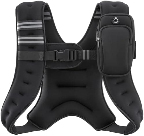 ZELUS Weighted Vest, 6lb/8lb/12lb/16lb/20lb/25lb/30lb Weight Vest with Reflective Stripe for Workout, Strength Training, Running, Fitness, Muscle Building, Weight Loss, Weightlifting