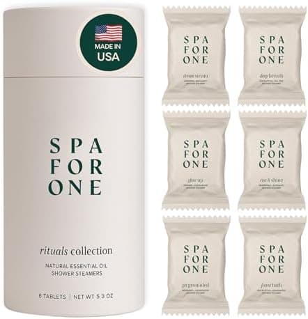 Spa For One Shower Steamers Aromatherapy 6 Pack – Made in USA with Natural Essential Oils – Relaxation & Self Care Birthday Gifts for Women & Men – Easter Basket Stuffers