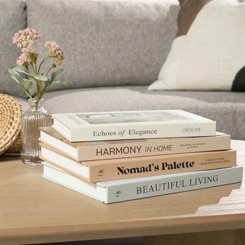 Decorative Books for Home Decor Set of 4 Large Faux Decoration Coffee Table Books Hardcover Aesthetic Book Nook Mantel Accent Modern Bookshelf Styling Entry Table Display Stackable Neutral Tones