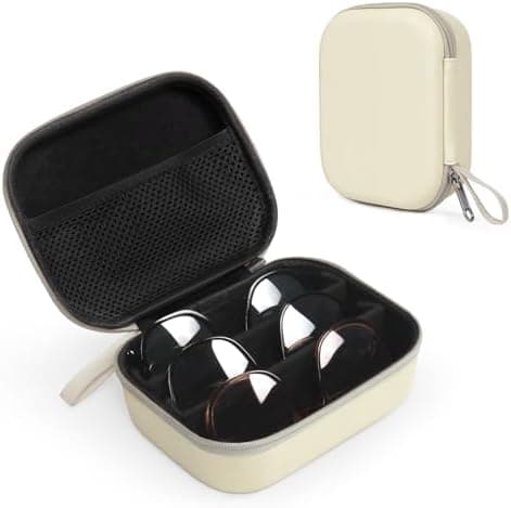 Bukere Travel Sunglasses Organizer Case, PU Leather Adjustable Slots for Multiple Glasses, Hard Eyewear Box for Men Women