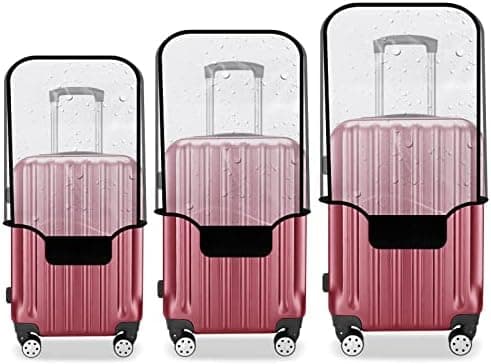 JZRTravel 3 Pack Luggage Covers for Suitcase Clear PVC 0.4MM Thickened Waterproof Anti-Scratch Protector Sleeve Fits 20 24 28 Inch Baggage TSA Approved Travel Accessories