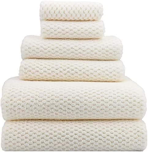 YTYC 29x59 Inch Extra Large Bath Towels Set Quick Dry Super Soft Microfiber Towels for Bathroom 80% Polyester (White,6 Piece)