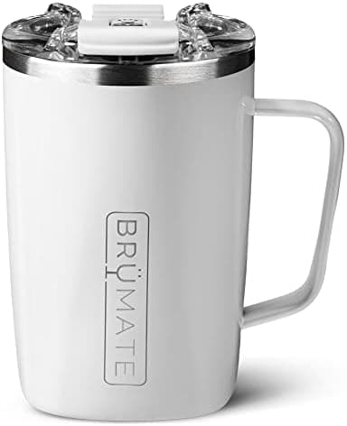 BrüMate Toddy - 16oz 100% Leak Proof Insulated Coffee Mug with Handle & Lid - Stainless Steel Coffee Travel Mug - Double Walled Coffee Cup (Ice White)