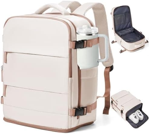 coowoz Travel Backpack Carry On for Women Man Gym Backpacks with Laptop Compartment Mochila de Viaje Teacher Personal Item Backpack Airplane Accessories Must Haves Beige Brown 20L