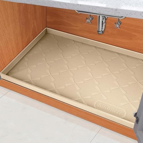SIKADEER 22" x 22" Under Sink Mat Waterproof, Silicone Mat Kitchen Drawer Shelf and Cabinet Liner, Sink Protector for Kitchen Organizers and Storage, Boot Tray Pet Food Mats
