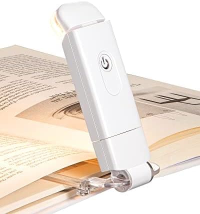 DEWENWILS USB Rechargeable Book Reading Light, 3000K Warm White, Brightness Adjustable Clip on LED Bookmark Lamp at Night in Bed, Portable Booklight for Bookworms, Kids