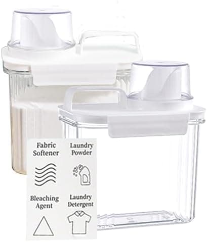 2 Pack Laundry Detergent Dispenser for Organization & Storage, 1500ml Liquid Dispenser with 4 Removable Labels, BPA & Pet Free, Clear