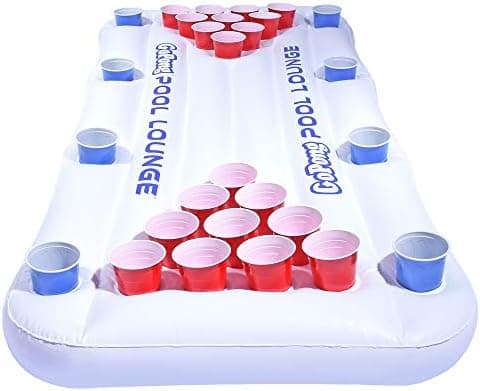 GoPong Pool Lounge Beer Pong Inflatable with Social Floating, White