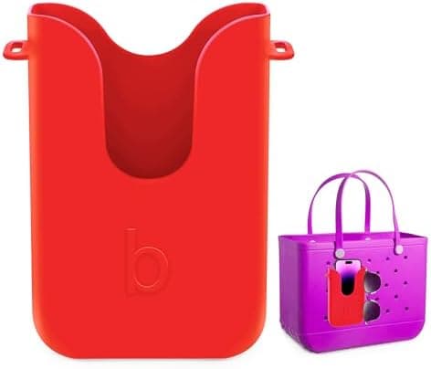 Silicone Phone Holder for Bogg Bags, Compatible Phone Case Attachment, Beach Tote Bag Accessory – Ideal Holder for Bogg & Similar Beach Bags (Red)