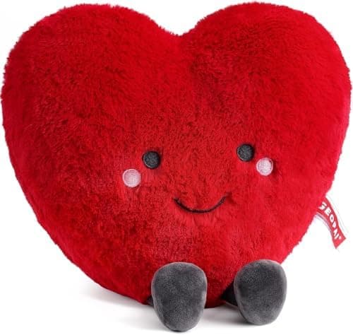GEOPAI 11.8in Red Heart Pillow, Love Pillow, Cute Plush Toy, Heart Throw Pillows Living, Microwavable Stuffed Animals for Women Girl Birthday Wedding Mother's Day Valentines Day Gifts