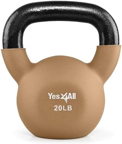 Yes4All Kettlebell, 5-65 LB Neoprene Coated Cast Iron Kettlebells, Wide Grip Handle & Flat Bottom for Swings, Squats, Deadlifts, Push Ups & Full Body Training at Home Gym - Single & Set
