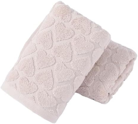 YiLUOMO Lime White Embossed Full Hearts Pattern Hand Towel Set of 2 Super Soft 100% Cotton Highly Absorbent Decorative Bath Hand Towels for Bathroom Home 13x 29 Inch