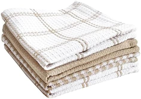 T-Fal Premium Waffle Dish Cloths: Highly Absorbent, Super Soft Long Lasting - 100% Cotton, 12"x13" Flat Waffle Dish Towel for Cleaning & Drying Dishes, (4-Pack), Sand