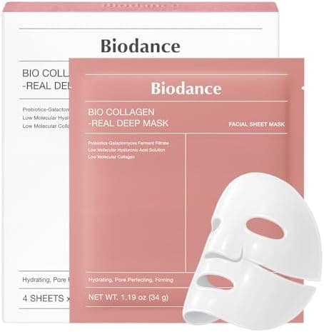 BIODANCE Bio-Collagen Real Deep Mask, Hydrating Overnight Hydrogel Face Mask, Pore Minimizing, Elasticity, Plumping, Travel Essentials & Self Care Gifts for Women, Korean Skin Care | 1.19oz(34g) x 4ea