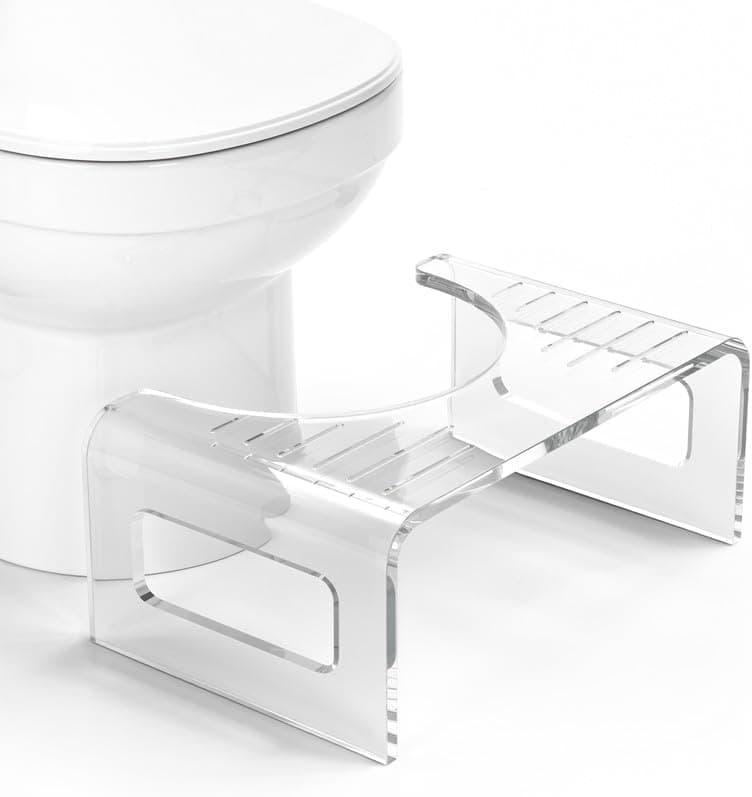AmazerBath 7 Inches Acrylic Squat Potty, Clear Toilet Step Stool for Adults, Modern Design Non-Slip Pooping Stool, Strong Load-Bearing, Blends Seamlessly Into Any Bathroom