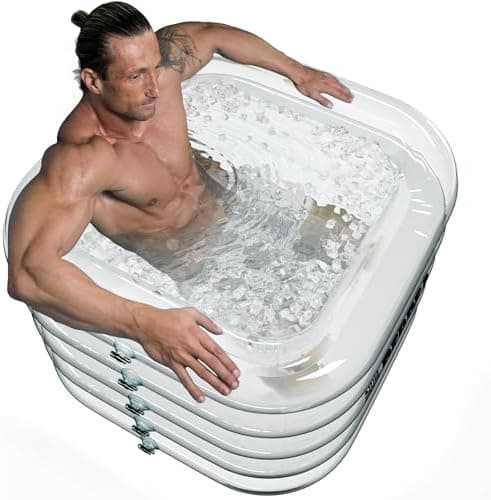 REBREA Inflatable Ice Bath Tub -Large Clear See Through -Ice Plunge Tub for Cold Water Therapy - Portable Cold Plunge Tub - Indoor & Outdoor - Inflatable Tub for Adults - Ice Tub for Athletes