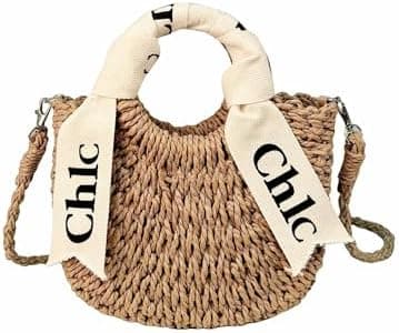 Eiyye Woven Straw Handbag for Women Summer Beach Bag Top Handle Crossbody Purse with Shoulder Strap Handmade Paper Rope Bag
