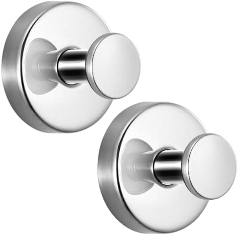 Fenas Suction Cup Hooks for Shower No-Drill Bathroom Hooks for Towels, Robes, Loofah Mountable on Bathroom Walls, Kitchen, Glass, Mirrors, Tile and Smooth,Non-Porous Surfaces (2, Chrome Polished)