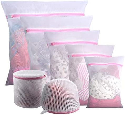 GOGOODA Mesh Laundry Bags for Delicates Durable Protective Wash Bags Travel Storage Bags for Intimates Lingerie, 7PCS (1XXL, 1XL,1L,1M,1S,2 bra bags)