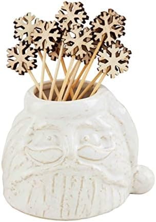 Mud Pie Christmas Toothpick Holder, Santa; caddy approx 3" x 3" dia | toothpick approx 3 1/2"