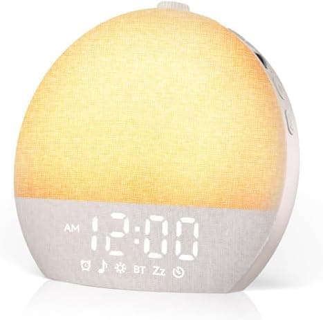 Geuuap Sunrise Alarm Clock White Noise Sound Machine for Bedroom | Natural Wake-Up Light with 30 Soothing Sleep Aids, Bluetooth Speaker, Dimmable Clock, Screen-Free Design for Baby Adults Kids-Khaki