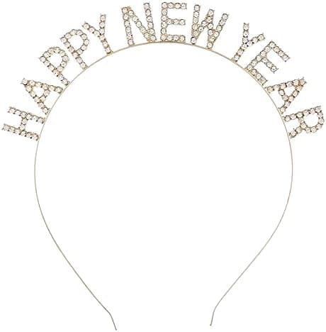Danumei Happy New Year Headband Womens 2027 New Years Eve Rhinestone Hairband Shiny Glitter Hair Accessries for Women (Gold)