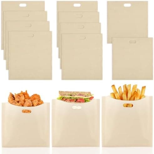 PEASUG Toaster Bags 10 Pack, 3 Sizes Toaster Bags Reusable, Heat Resistant Non-Stick, Washable Toaster Sleeves Compatible with Toaster Microwave, Great for Grill Cheese Sandwich Toast Panini Snacks