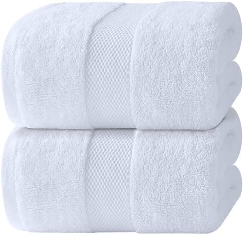 White Classic Luxury Bath Sheets Towels for Adults Extra Large 35x70 Inch - 700 GSM Turkish Cotton, Highly Absorbent | Hotel Collection | 2 Pack