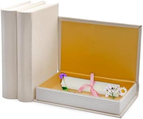 AuldHome Design Faux Book Stack (Cream); Blank Set of 3 Decorative Books for DIY Crafts and Home Decor