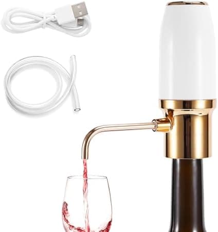EYE4TECHS Electric Wine Aerator Pourer Spout - Automatic Wine Pourer with One Touch Button Control - Rechargeable Wine Decanter, Wine Accessories Gifts for Wine Lovers - White