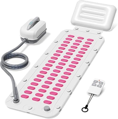 Portable Spa Bubble Bath Massager,Full Body Waterproof Spa Mat for Bathtub, 6-Speed Bubbles, Remote Control & Non-Slip Suction Cups for Home Relaxation(Pink)