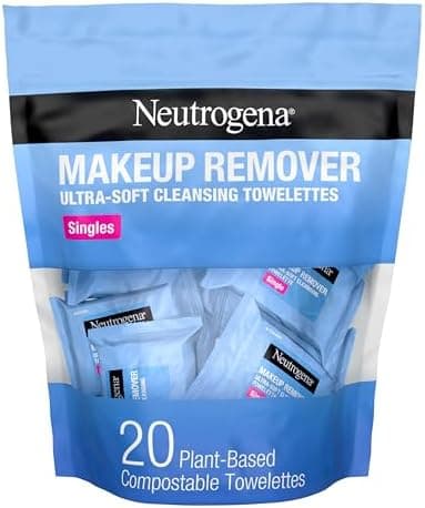 Neutrogena Makeup Remover Wipes, Daily Single Face Cleansing Towelettes, Makeup Removing Cleansing Wipes Removes Dirt & Oil, Alcohol-Free Face Towelettes, 20 ct