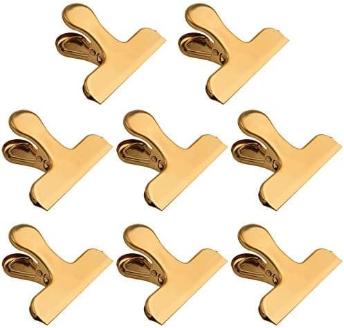 Chip Bag Clips,8 Pack Large Golden Stainless Steel Air Tight Bag Clip Perfect for Kitchen &Office (8 pack)