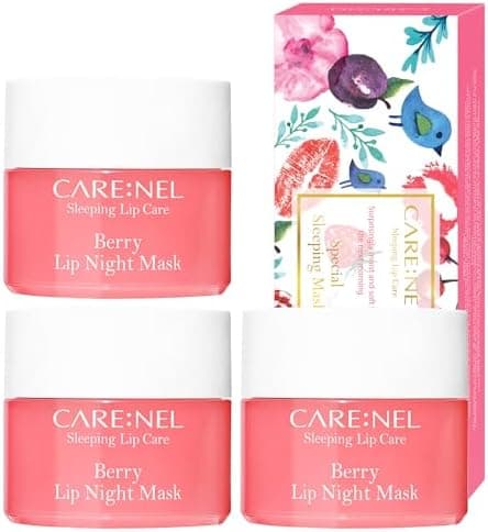 CARENEL Lip Sleeping Mask 5g (Berry 3Set) - Moisturizer for Dry Lips - Overnight Treatments Balm, Day and Night Repair Gloss, Scrubs Exfoliator