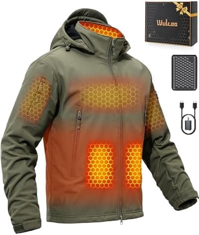 Wulcea Graphene Heated Soft Shell Jacket for Men 12V 18400mAh Large Capacity