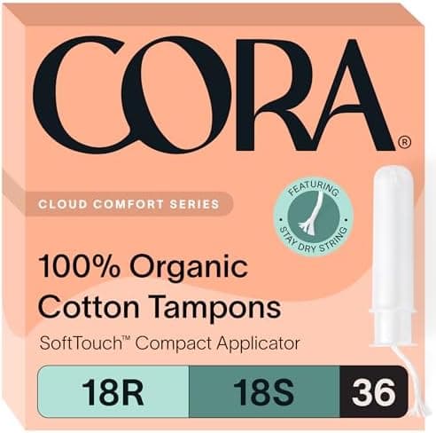 Cora Organic Cotton Tampons Multipack (18 Regular, 18 Super Tampons)