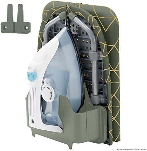 XABITAT Table Top Ironing Board with Wall Mount, D-Crease, Portable Space Saving Mini Laundry Room Iron Board, Foldable Small Ironing Board with Iron Holder, Green