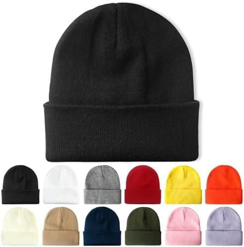 PFFY Beanie for Men Women Unisex Knit Cuffed Plain Winter Beanies Hats Skull Cap